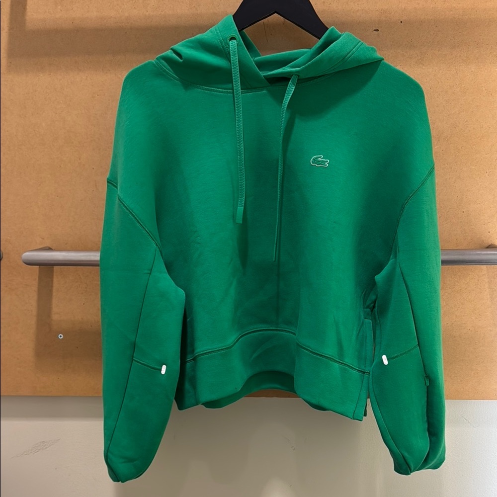 NEW Lacoste Green Sweater with Relaxed Fit and Ribbed Cuffs
